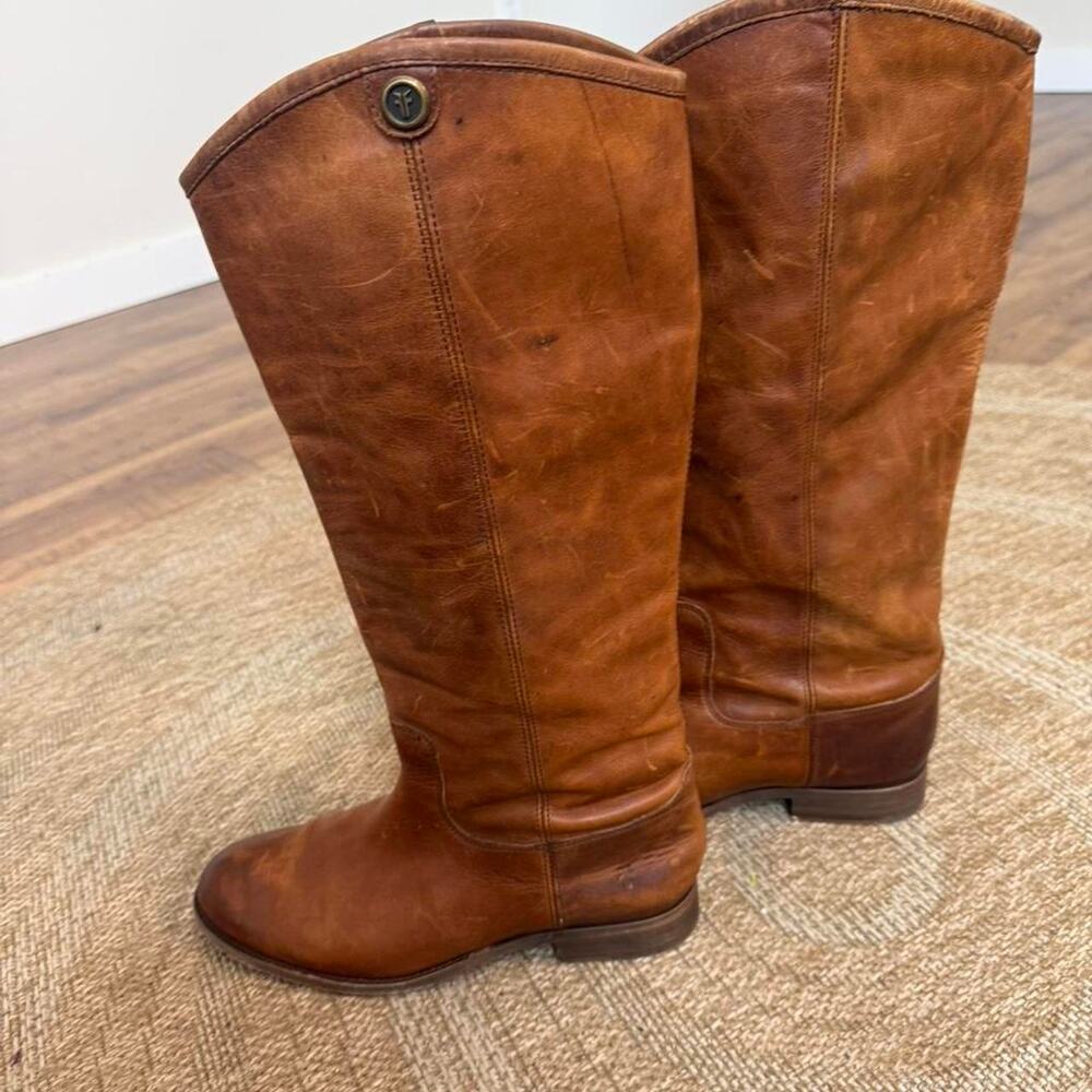 Frye Melissa Button 2 Tall Boots Cognac Leather | Sz 10
